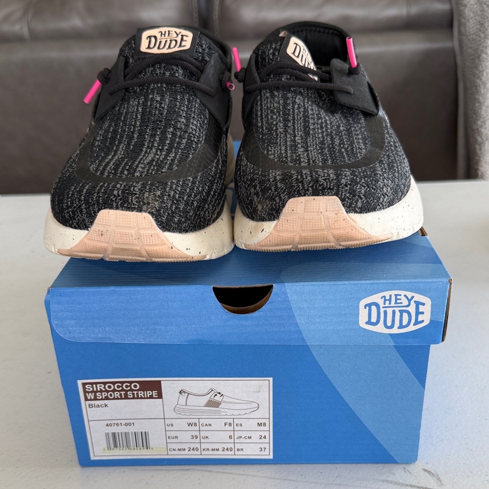 Hey Dude Sirocco Black and Pink Flats